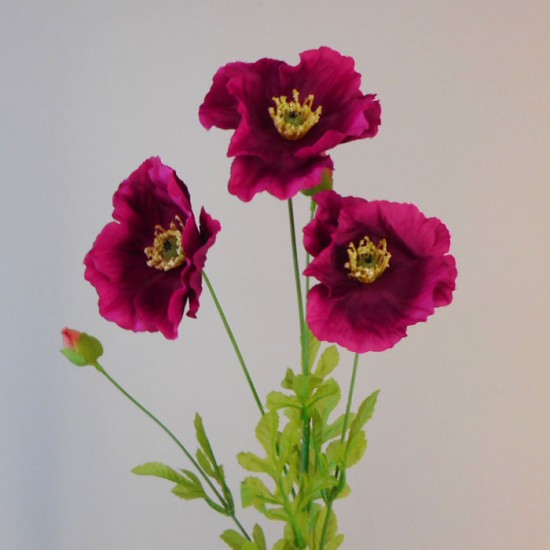 Silk Poppies Dark Pink 70cm Artificial Flowers